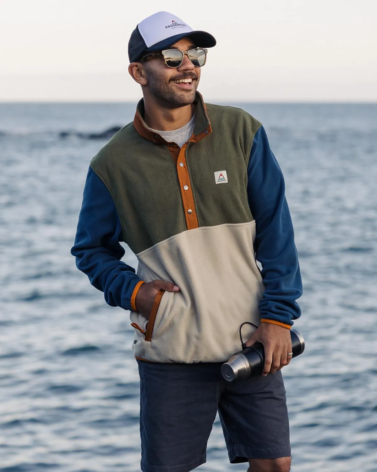 Passenger Adrift Recycled Polar Fleece - Khaki Green/Oatmeal KhakiGreen/Oatmeal Clearance