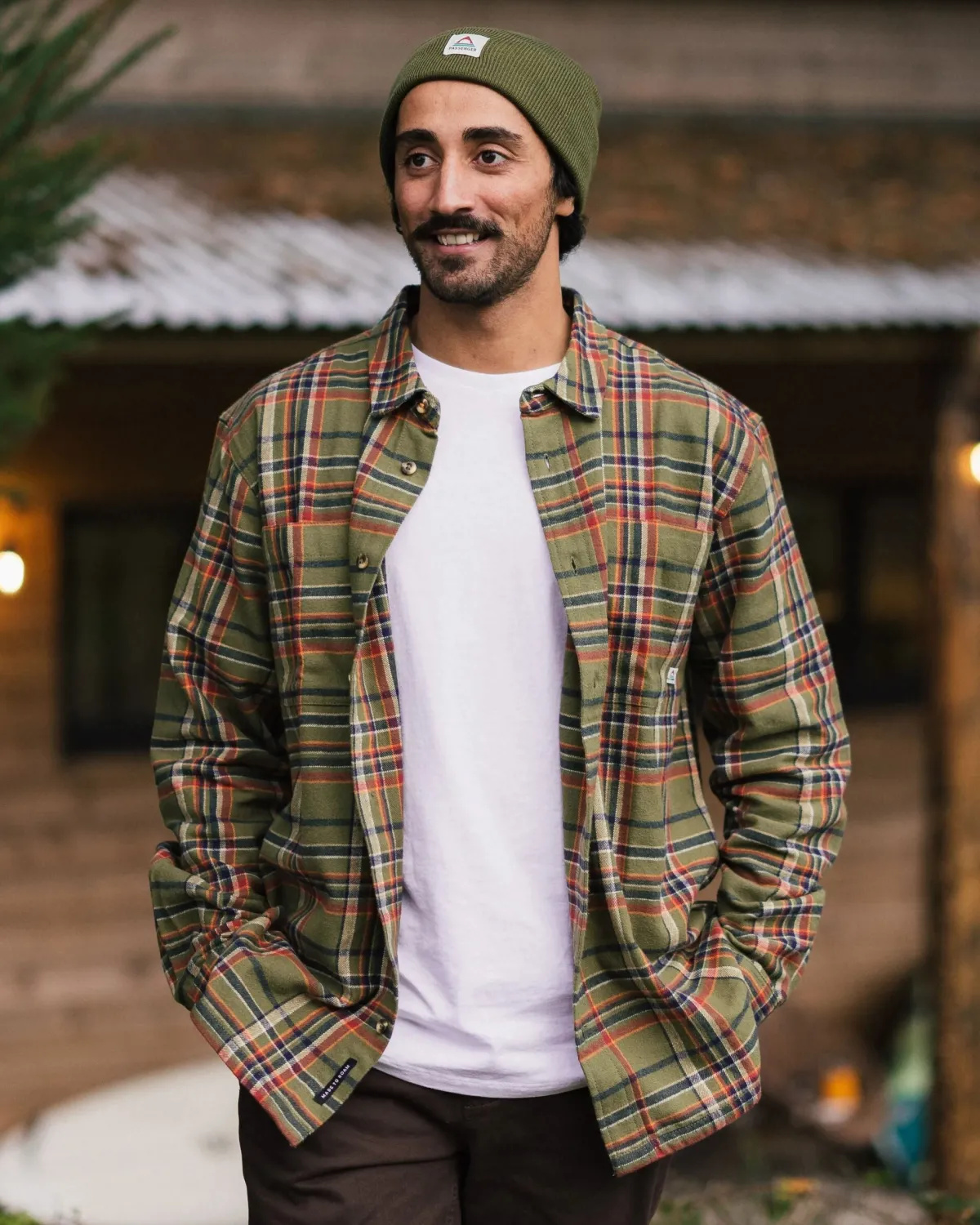 Passenger Backcountry Long Sleeve Shirt - Khaki Green Check KhakiGreenCheck Clearance