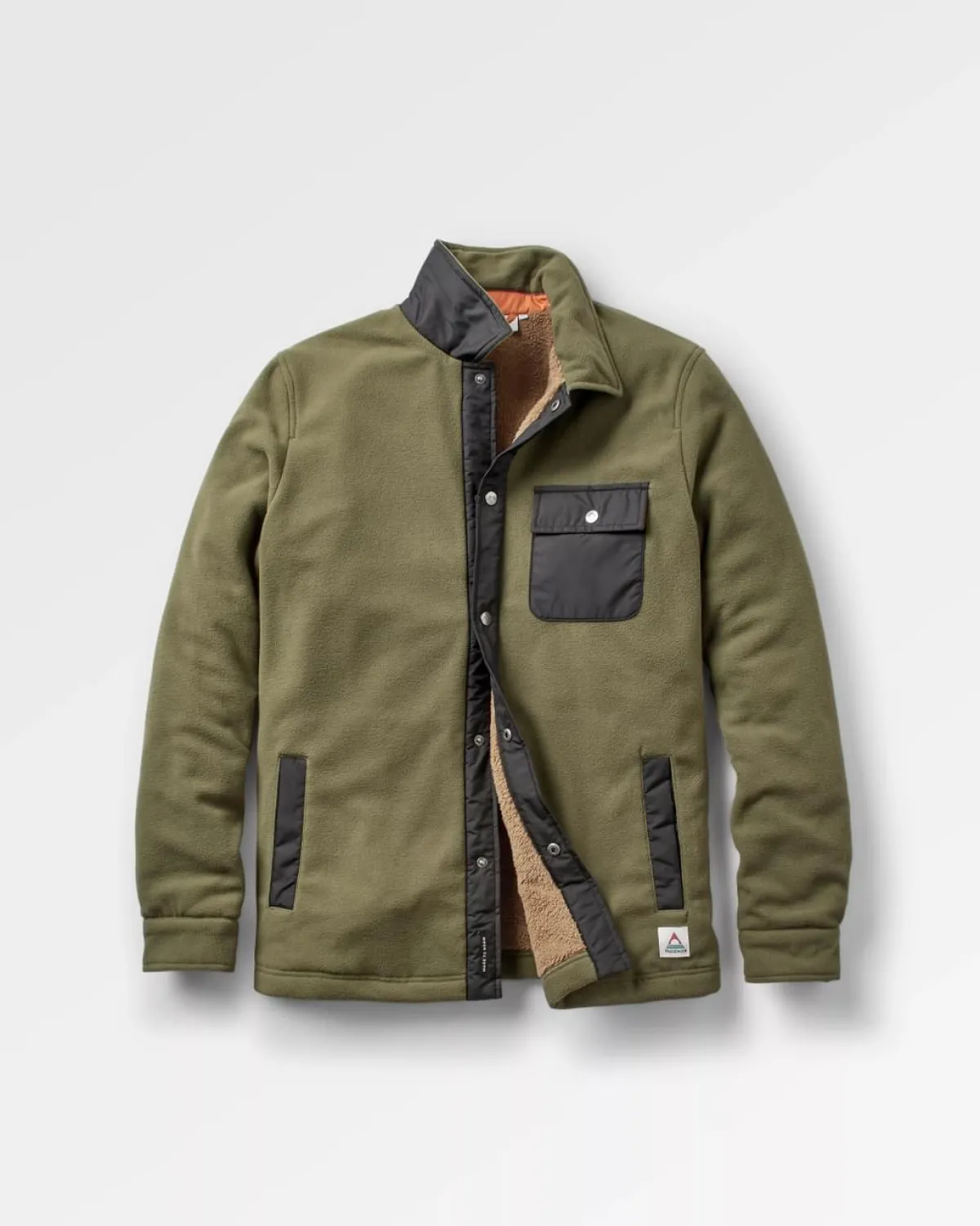 Passenger Firelight Sherpa Lined Shirt Jacket - Khaki Green KhakiGreen Clearance