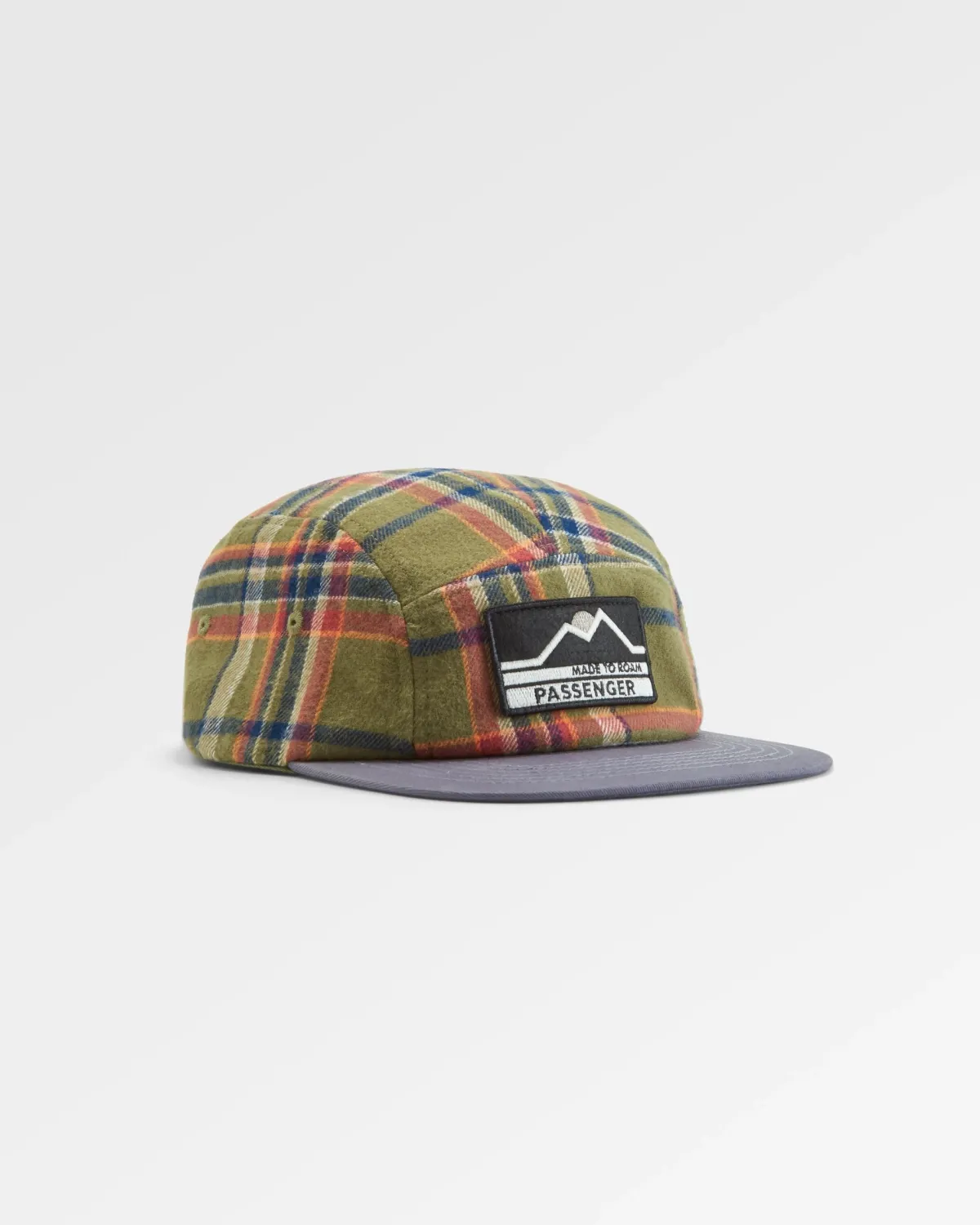 Passenger Fixie Recycled Flannel 5 Panel Hat - Khaki Green Check KhakiGreenCheck Flash Sale