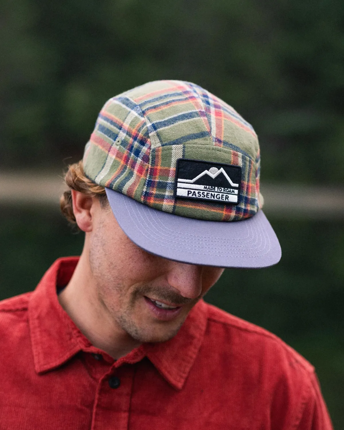 Passenger Fixie Recycled Flannel 5 Panel Hat - Khaki Green Check KhakiGreenCheck Flash Sale