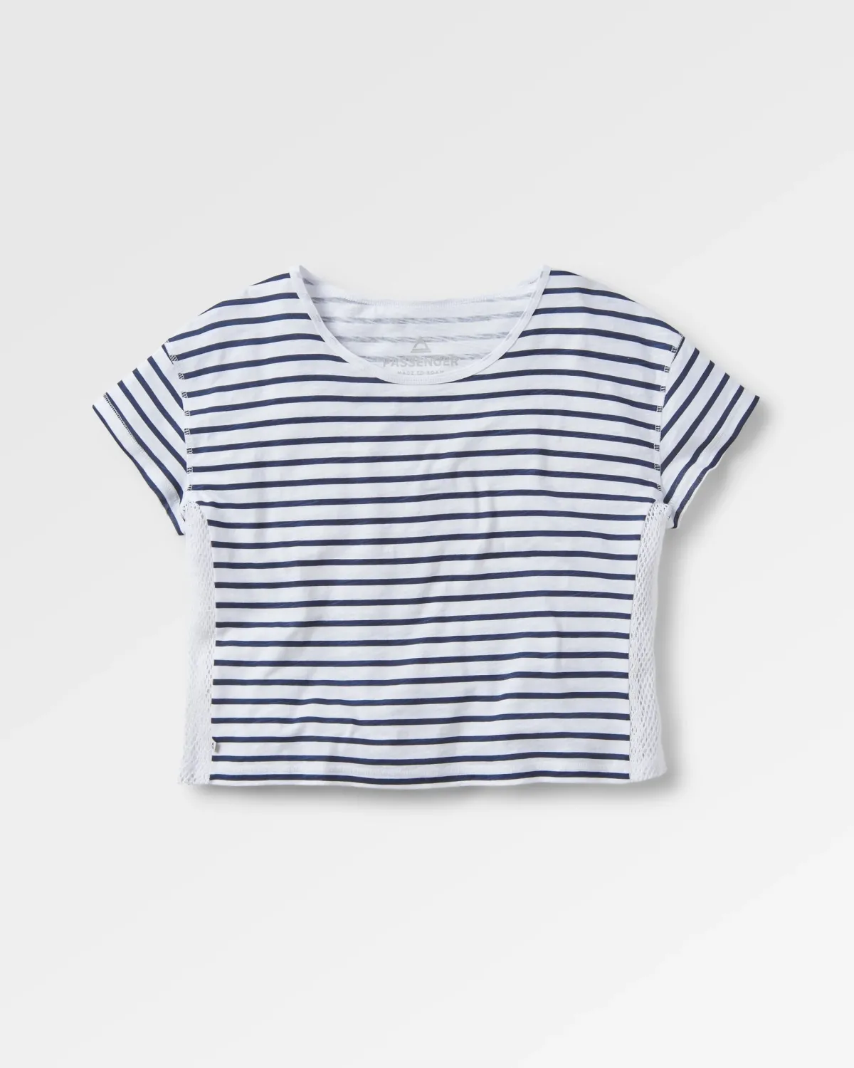 Passenger Magnolia Recycled Cotton Crochet Trim T-Shirt - Navy Stripe NavyStripe Shop