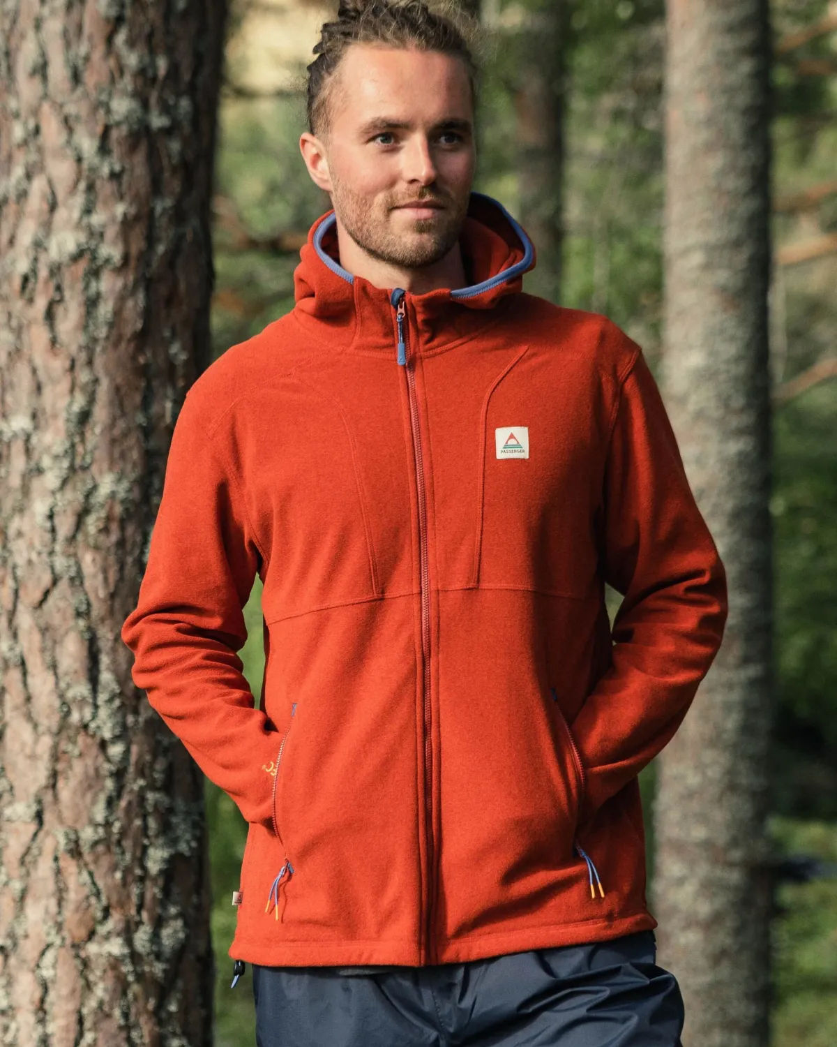 Passenger Men's Pinegrove Recycled Polartec Fleece Hoodie - Red Ochre RedOchre Clearance