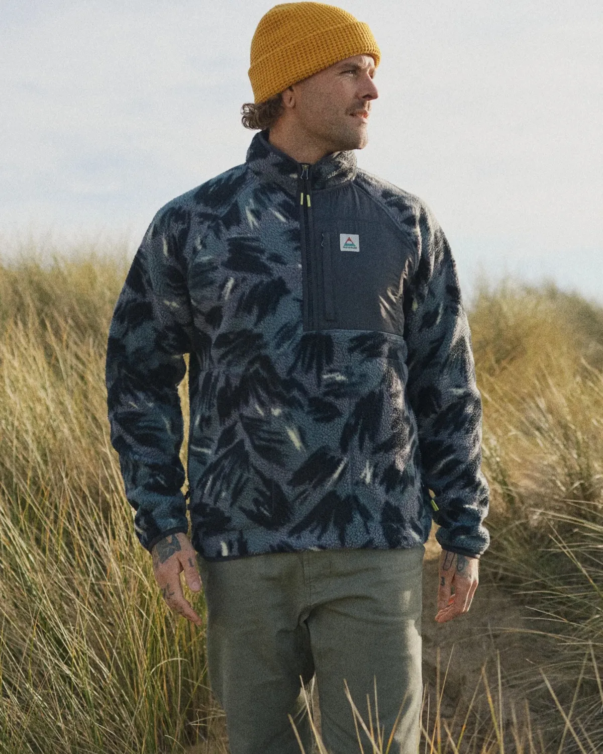 Passenger Offgrid 2.0 Half Zip Recycled Sherpa Fleece - Abstract Mountain Charcoal AbstractMountainCharcoal Online