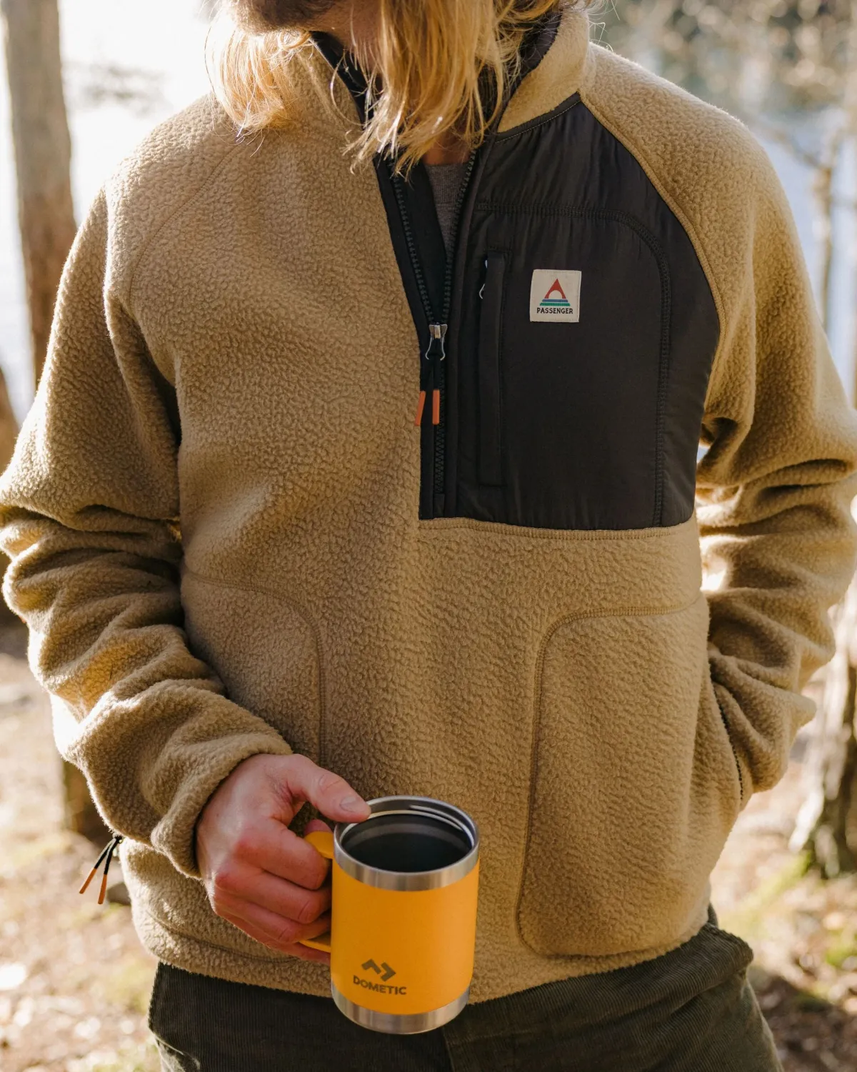 Passenger Offgrid 2.0 Half Zip Recycled Sherpa Fleece - Biscuit Flash Sale