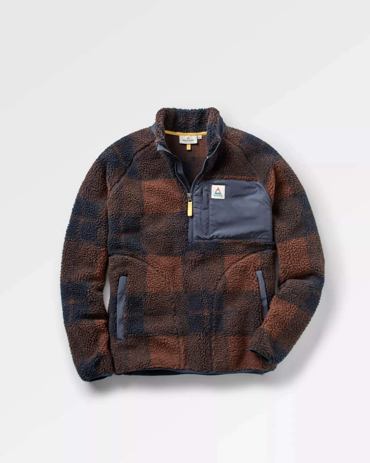 Passenger Offroad Recycled Sherpa Half Zip Fleece - Chestnut/Deep Navy Check Chestnut/DeepNavyCheck Store