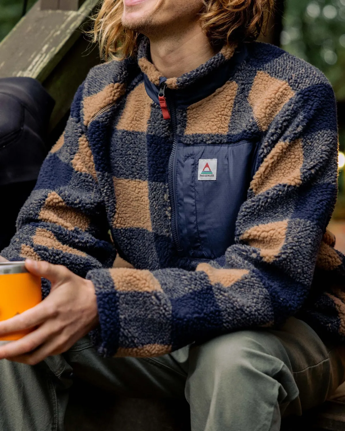 Passenger Offroad Recycled Sherpa Half Zip Fleece - Toffee/Rich Navy Buffalo Toffee/RichNavyBuffalo Online