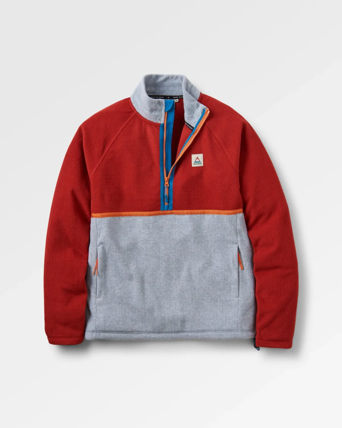 Passenger Overlook Recycled Grid Polar Fleece - Red Ochre/Grey Marl RedOchre/GreyMarl Sale