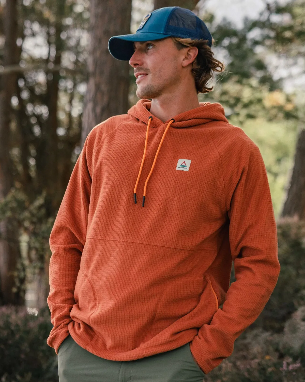 Passenger Point Recycled Grid Polar Fleece Hoodie - Baked Clay BakedClay Shop