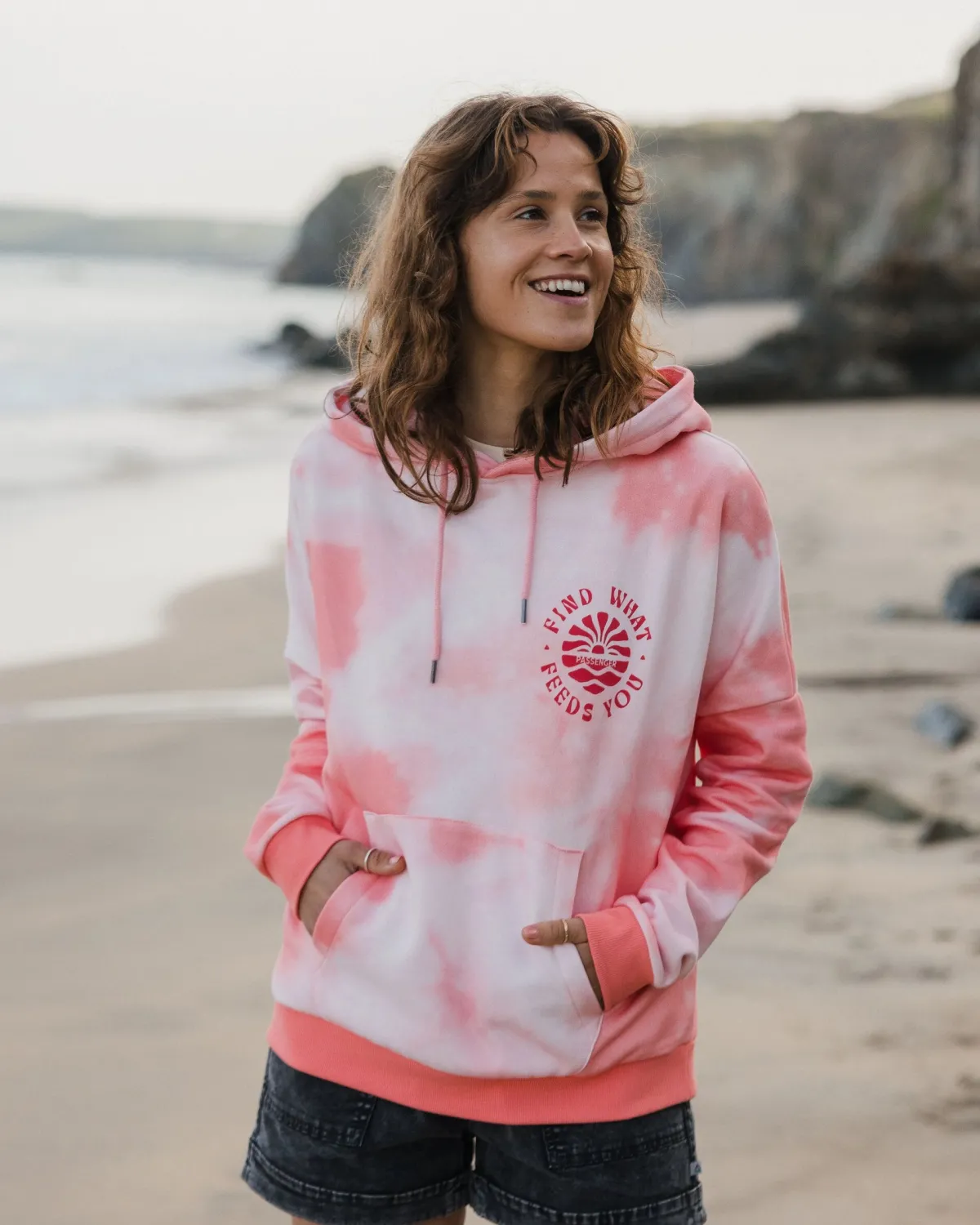 Passenger Rediscover Printed Hoodie - Tie Dye Shell Pink TieDyeShellPink Best