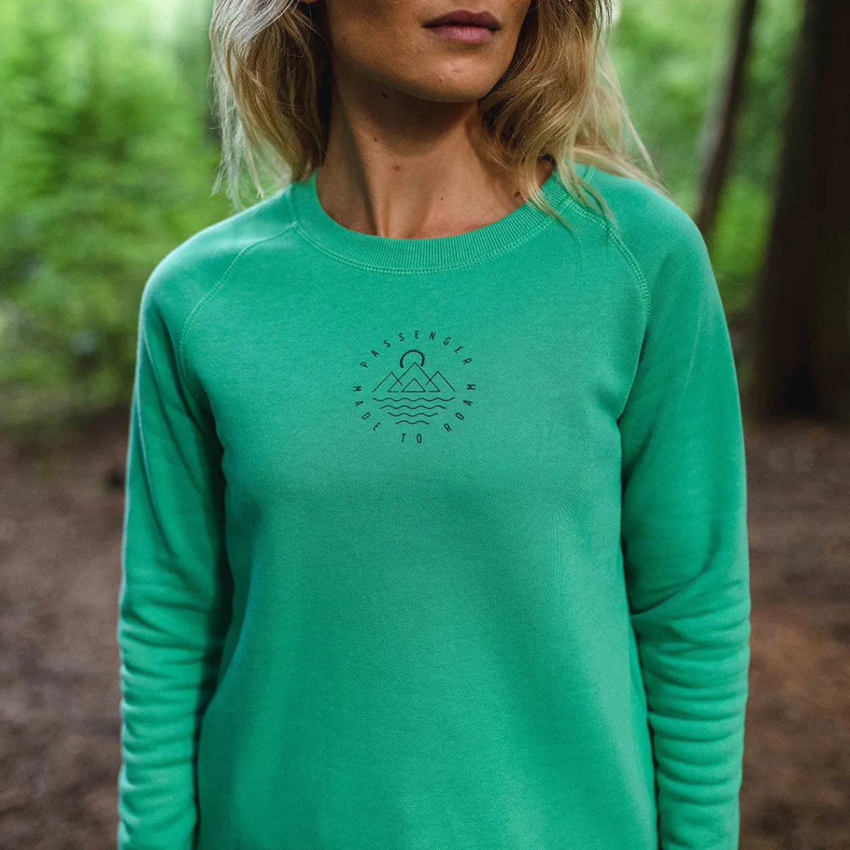 Passenger Remote Recycled Cotton Long Sleeve Sweatshirt - Green Spruce GreenSpruce Clearance