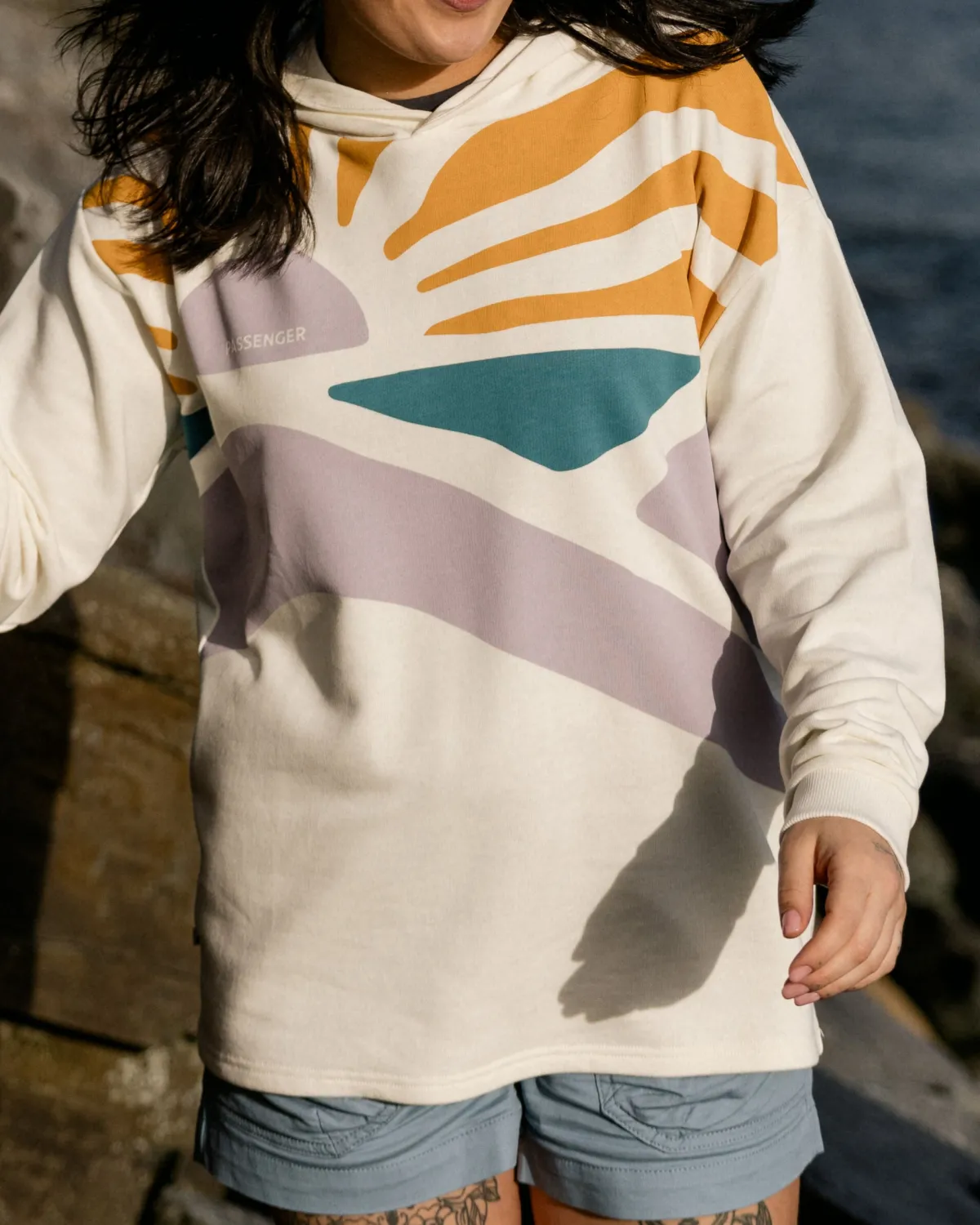 Passenger Sunsets Organic Cotton Hoodie - Marshmallow Best Sale