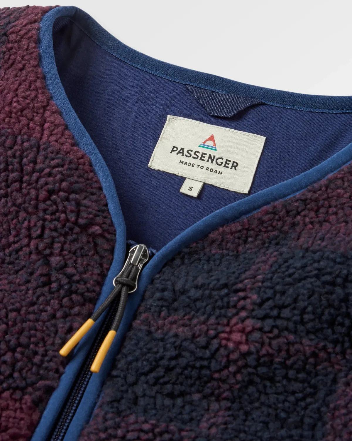 Passenger Tawny Recycled Deep-Pile Sherpa Jacket - Deep Plum/Deep Navy Check DeepPlum/DeepNavyCheck Best