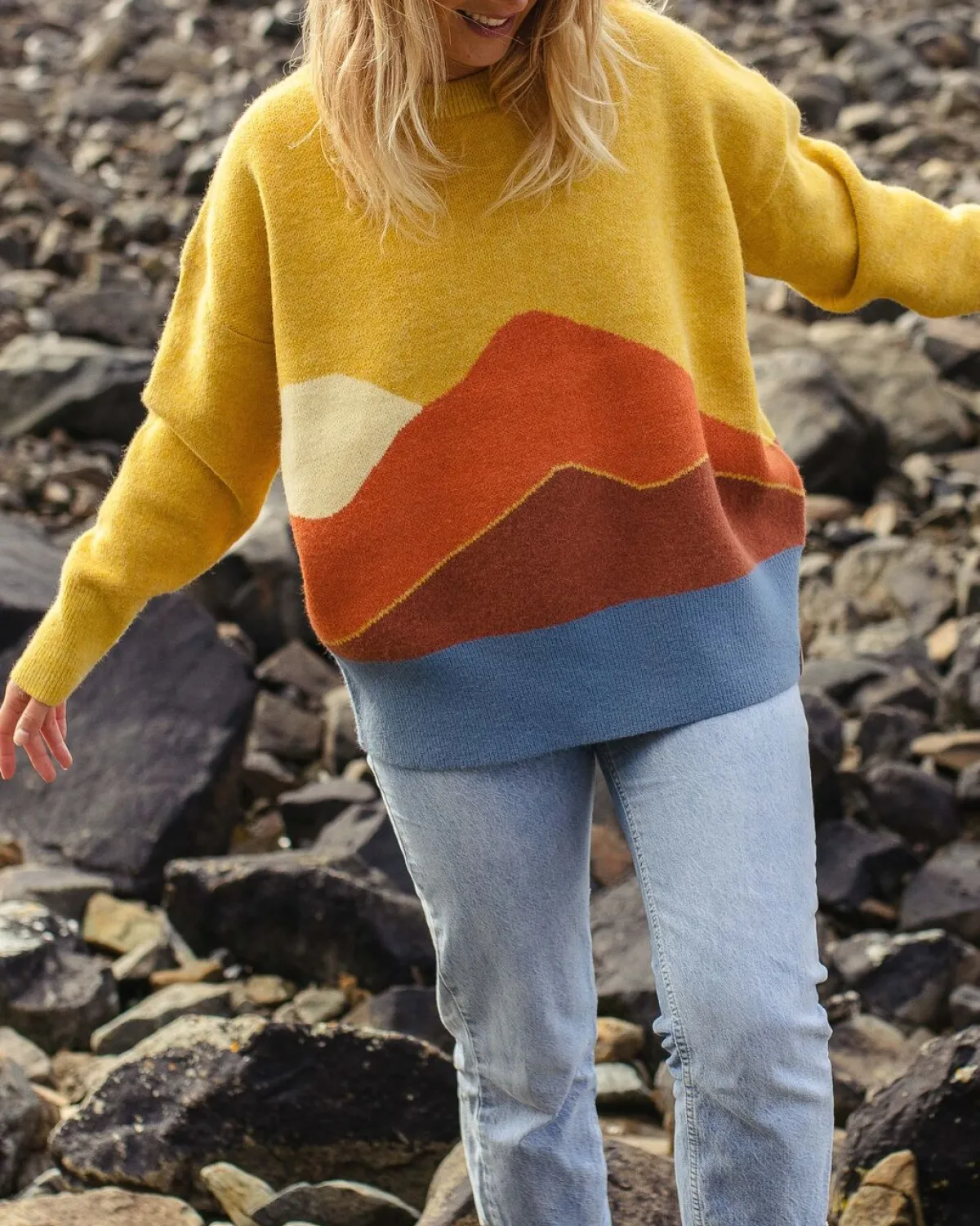 Passenger Vista Recycled Knitted Sweater - Amber Gold AmberGold Clearance