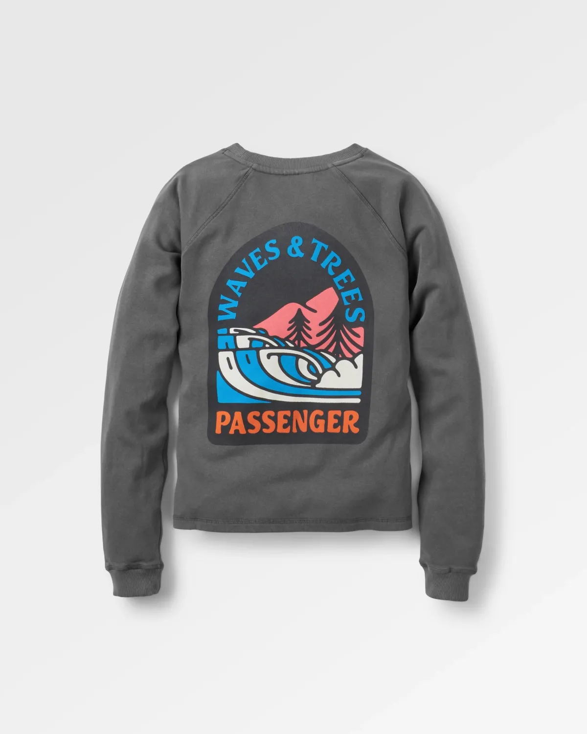 Passenger Waves u0026 Trees Recycled Cotton Long Sleeve Sweatshirt - Charcoal Online