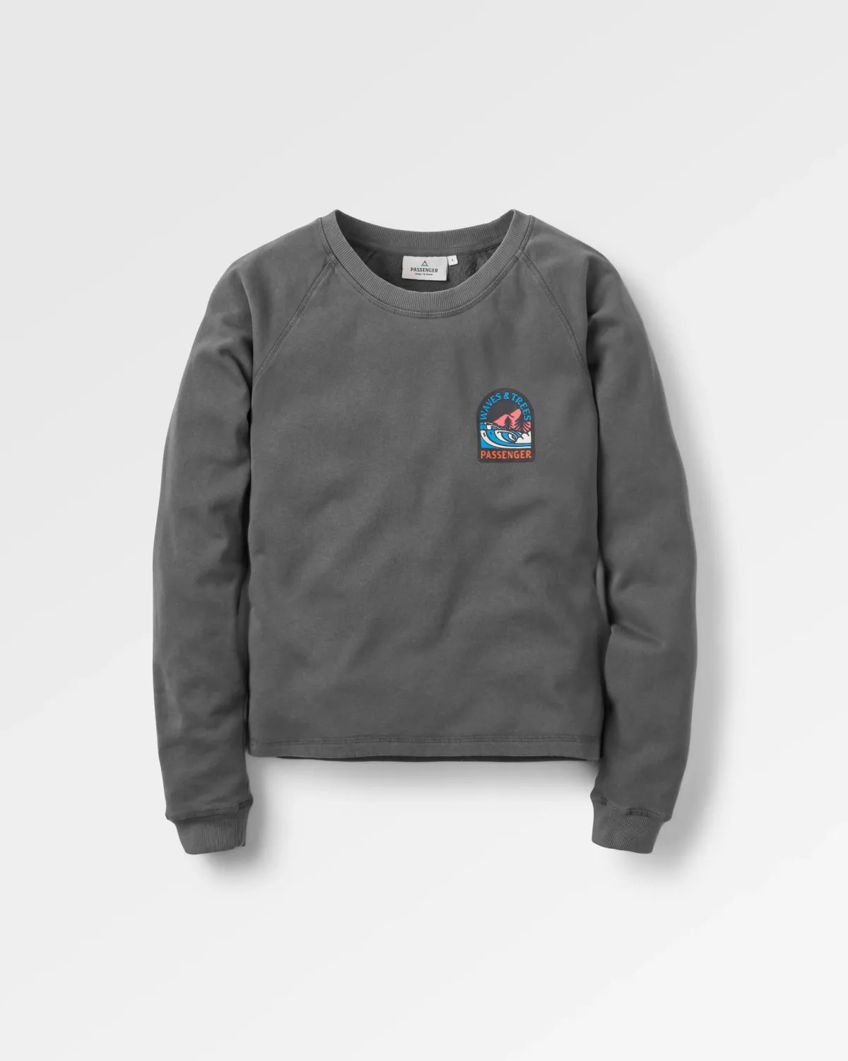 Passenger Waves u0026 Trees Recycled Cotton Long Sleeve Sweatshirt - Charcoal Online