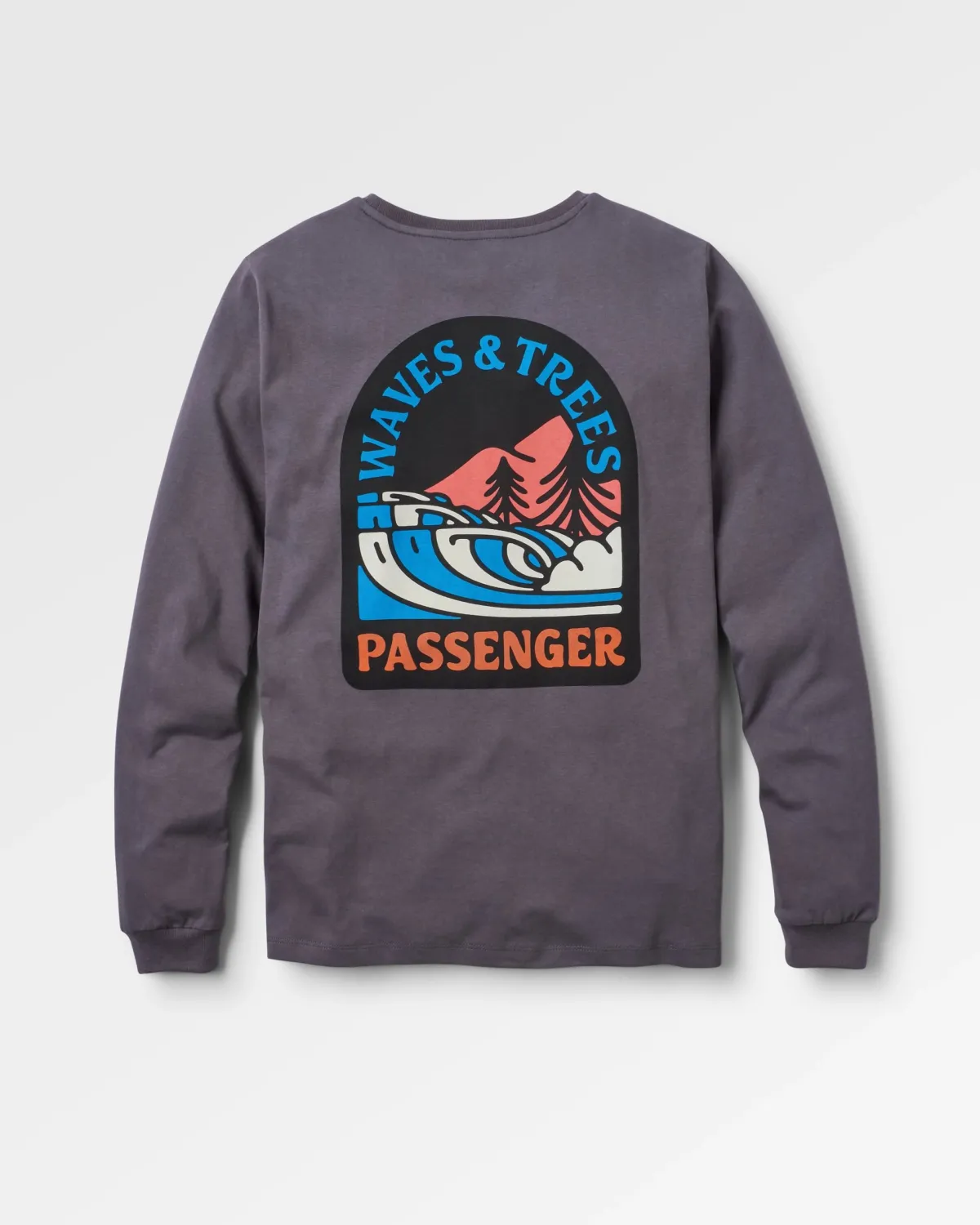 Passenger Waves u0026 Trees Recycled Long Sleeve T-Shirt - Charcoal Fashion