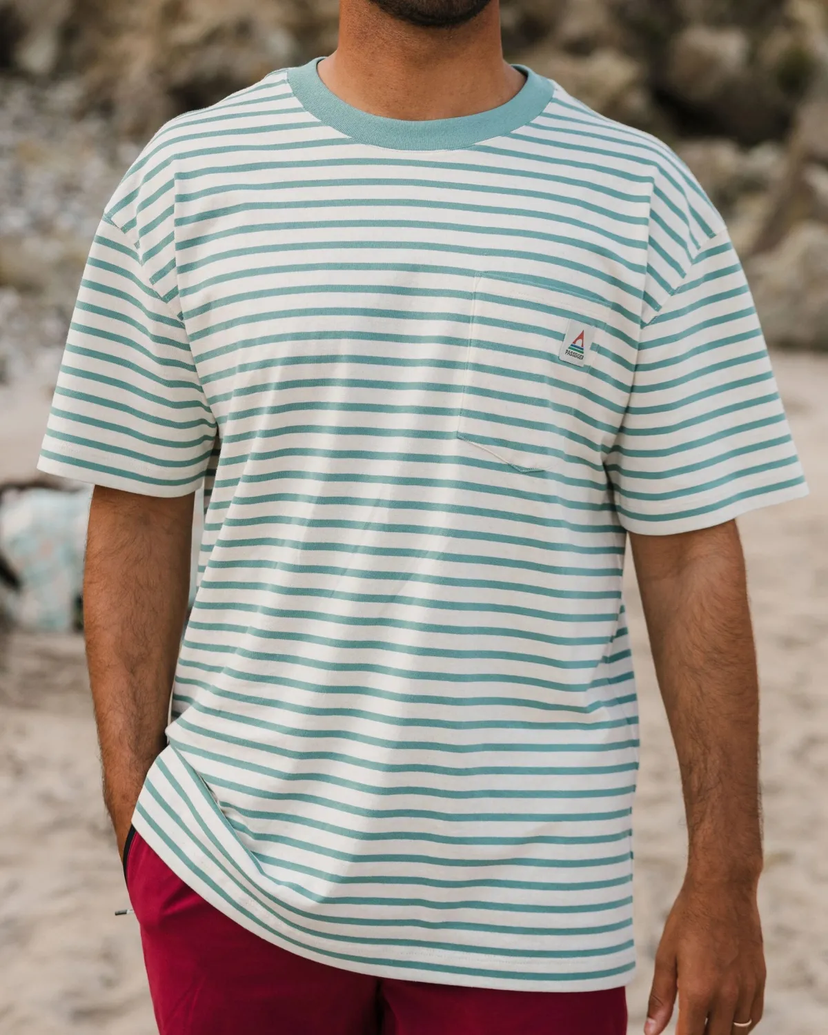 Passenger Zen Recycled Relaxed Fit T-Shirt - Deep Sea Stripe DeepSeaStripe Best Sale